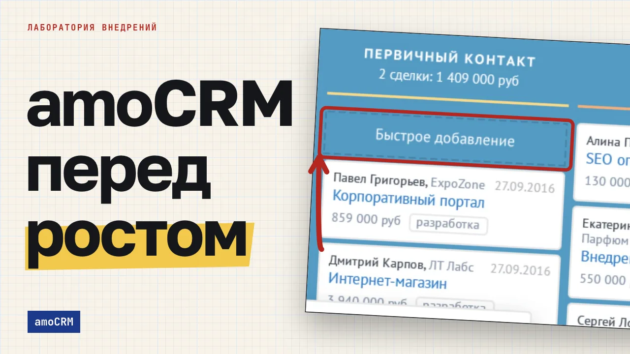 amoCRM перед ростом. Обложка записи «Настройка amoCRM перед ростом отдела продаж: шесть зон проверки»